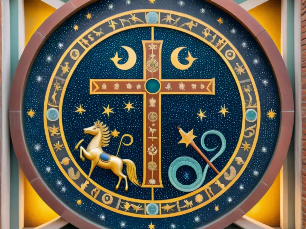 Intrincado mosaico del zodíaco en la Basílica de San Vitale, fusionando astrología y cristianismo primitivo