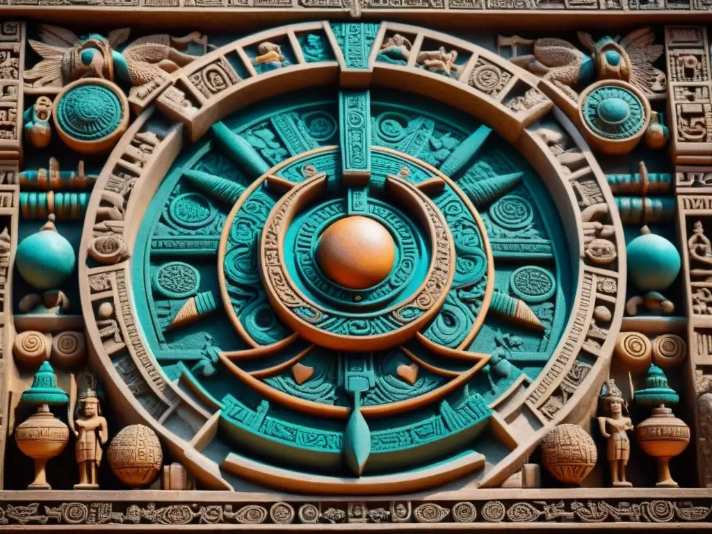 Intrincado tallado maya con secretos astrología maya perdidos, mostrando sabiduría ancestral