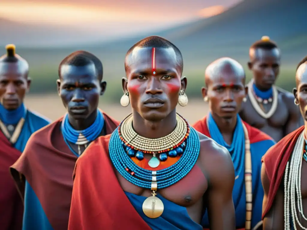 Jóvenes guerreros Maasai lucen orgullosos vestimentas en rituales de paso en la sabana