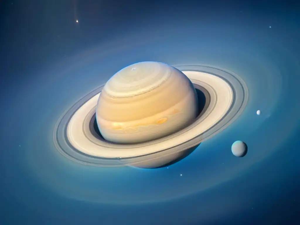 Lecciones y desafíos de Saturno: los anillos helados y grises en detalle, la majestuosidad del planeta en el universo estrellado