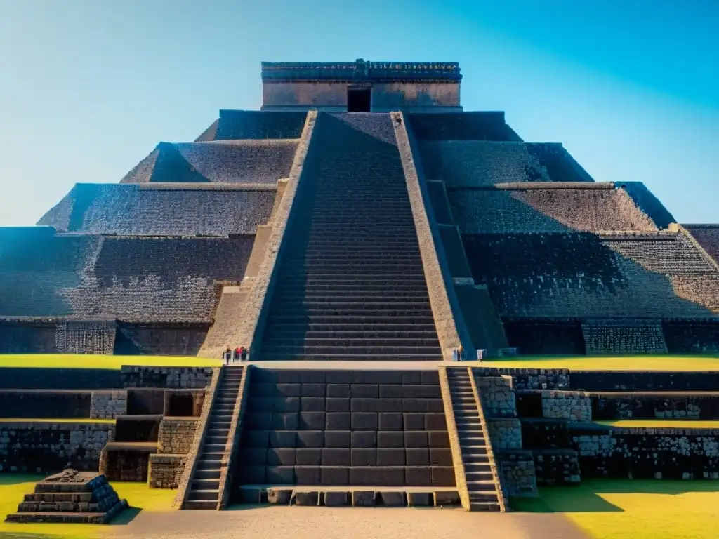 Majestuosa Pirámide del Sol en Teotihuacán, misterios revelados bajo el cielo azul