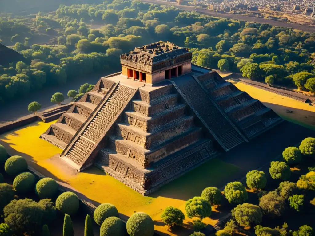 La majestuosa Pirámide del Sol en Teotihuacán bajo el sol mexicano, revelando sus detalles enigmáticos y misteriosa estructura