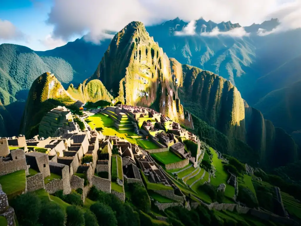 Majestuosas construcciones ciclópeas antiguas en Machu Picchu, Perú, rodeadas de misterio