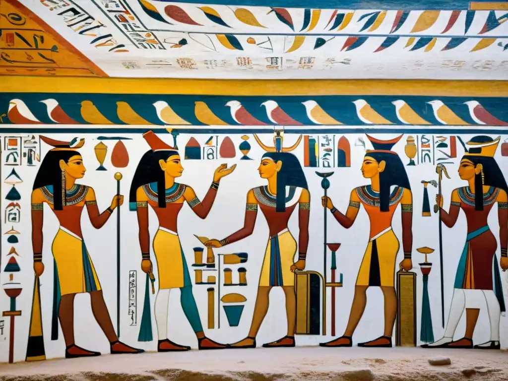 Majestuosas pinturas murales en la tumba de la Reina Nefertari en el Valle de las Reinas, revelando el misterio completo