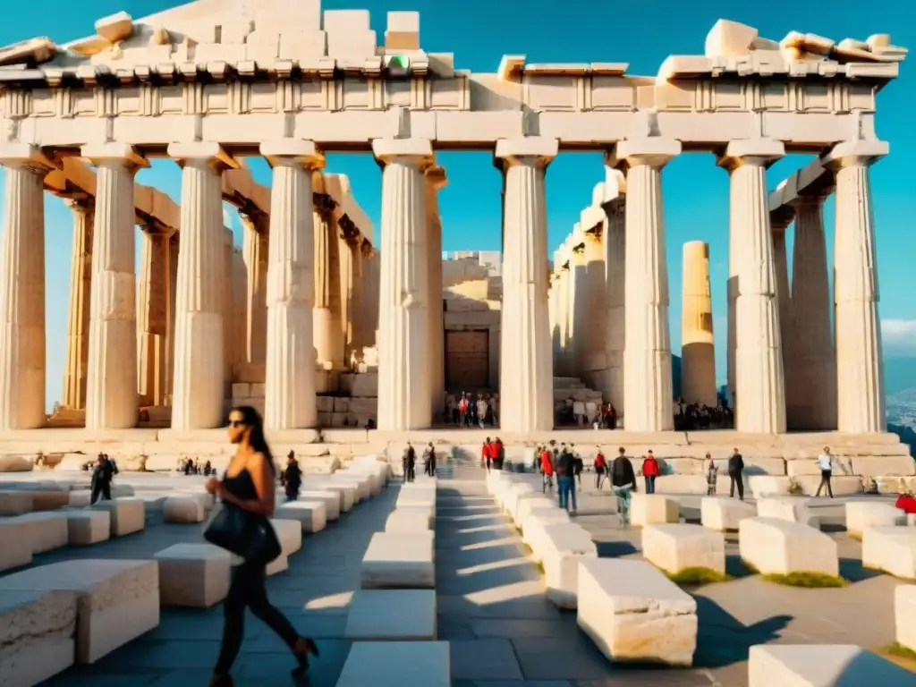 La majestuosidad del Partenón en Atenas, Grecia, bajo el sol mediterráneo