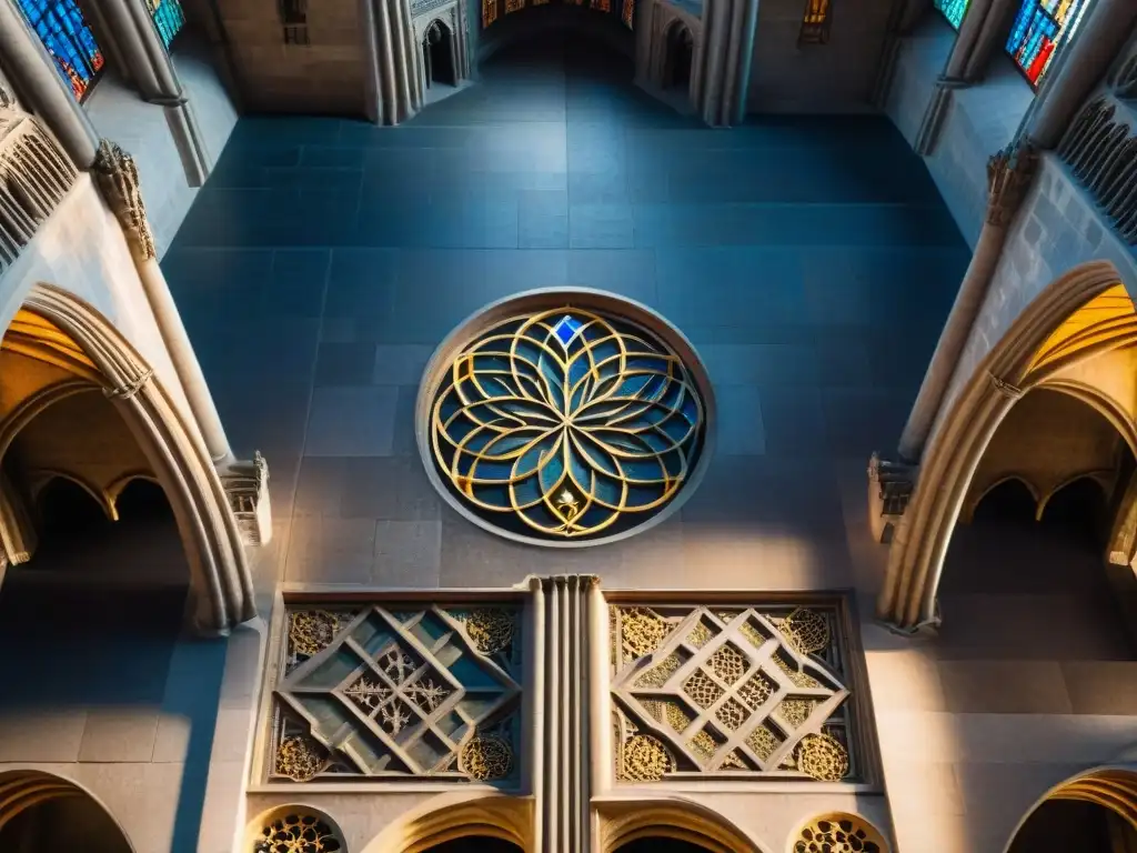 La majestuosidad de la Geometría Sagrada en la Arquitectura Gótica de la Catedral de Chartres se fusiona con la luz y sombra de sus vitrales