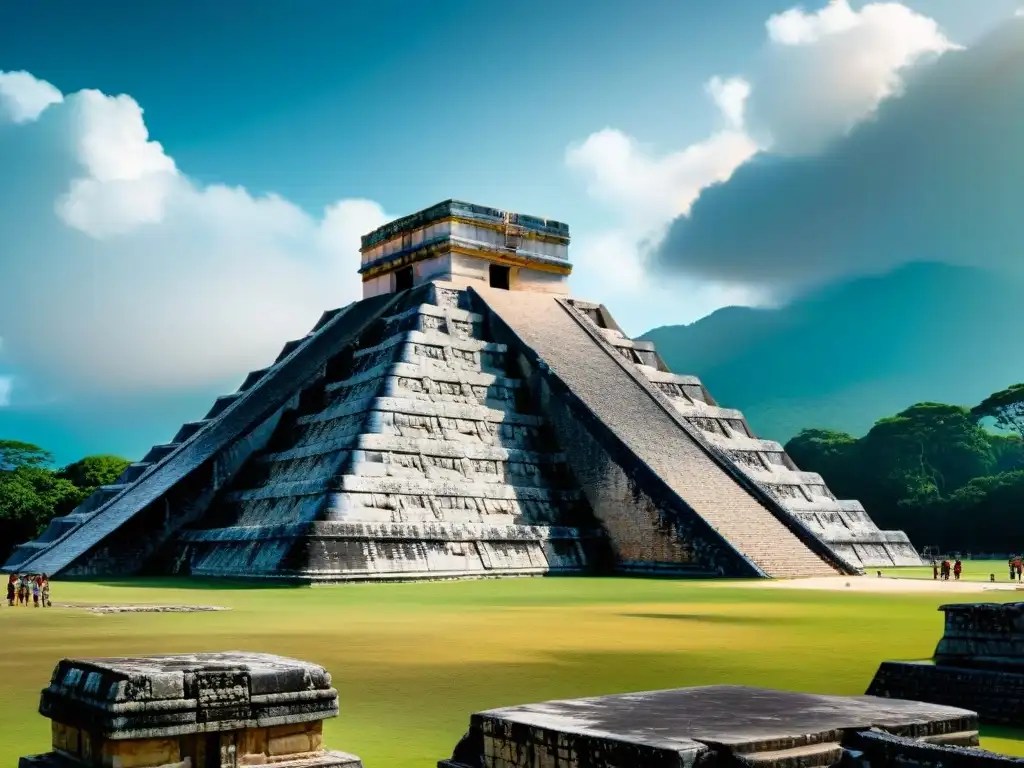 La majestuosidad del templo maya de Kukulcán en Chichén Itzá, fusionando arte, astronomía y espiritualidad en una conexión cósmica