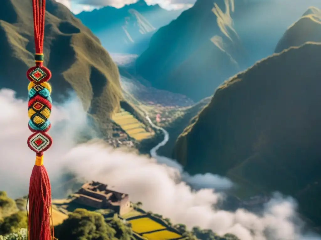 Majestuoso quipu Inca frente a los Andes: legado moral Incas orden armonía