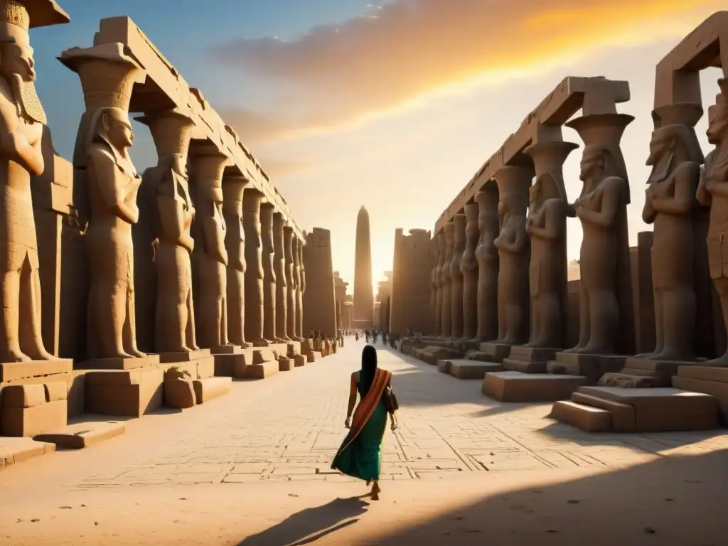 Majestuoso Templo de Karnak en Luxor, Egipto, revelando la esencia de misterios y maravillas antiguas