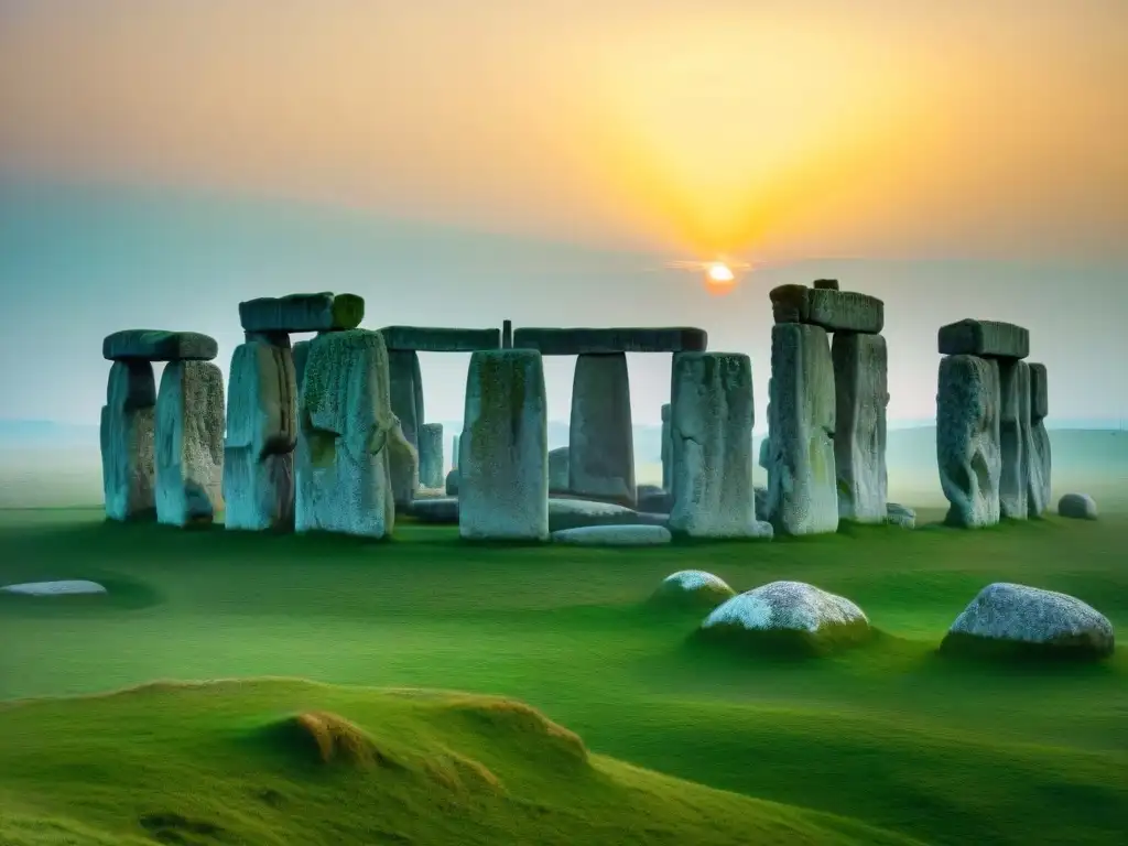 Majestuosos Calendarios neolíticos solsticios equinoccios en la mística puesta de sol de Stonehenge