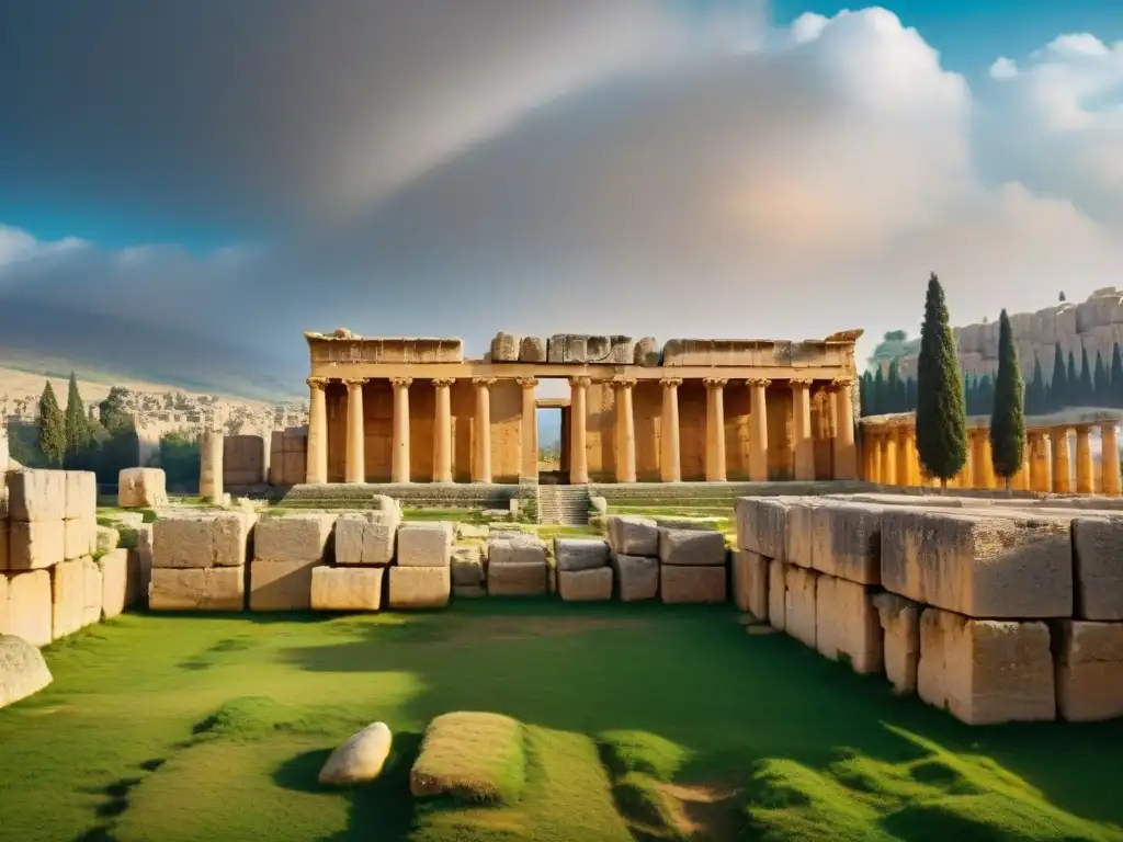 Majestuosos megalitos en Baalbek, Líbano, destacando enigma de civilizaciones antiguas