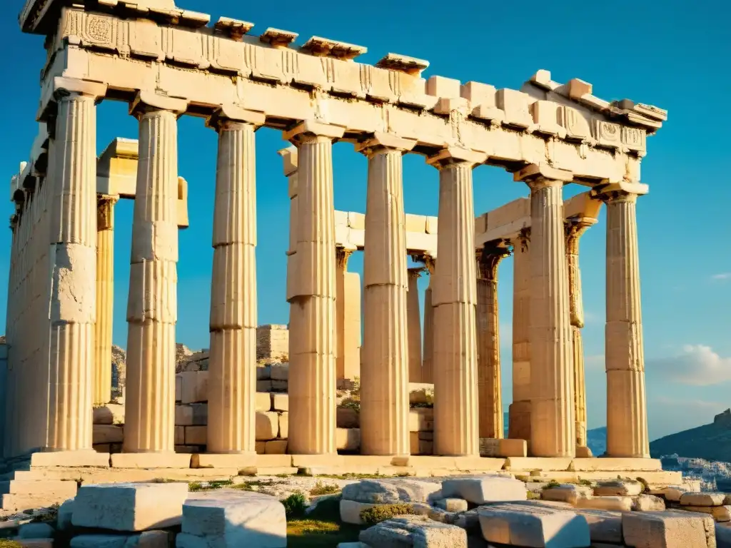 Majestuosos pilares éticos de la Antigua Grecia en el icónico templo del Partenón