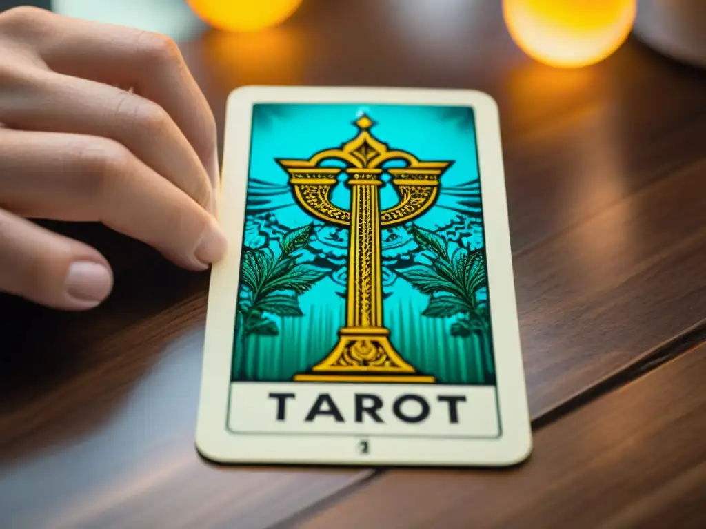 Mano sosteniendo carta de tarot, revelando significado tarot guía espiritual y misterio