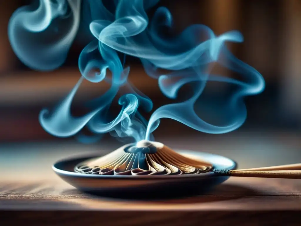 Mano ondeando humo aromático de incienso, mostrando sus beneficios en casa