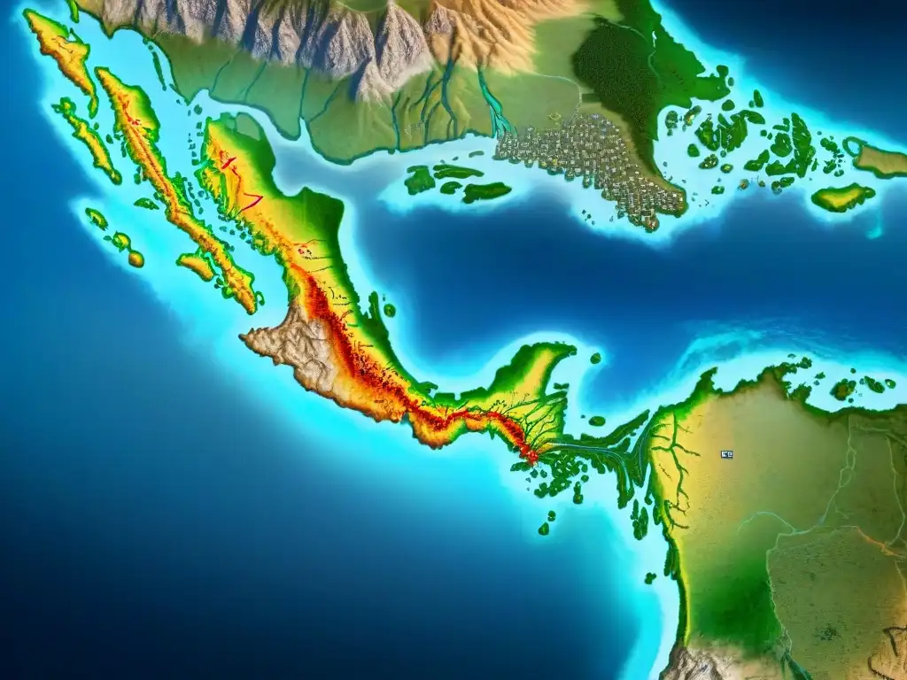 Mapa detallado de Mesoamérica en la Conquista, ilustrando civilizaciones indígenas y conquistadores españoles, con leyenda negra