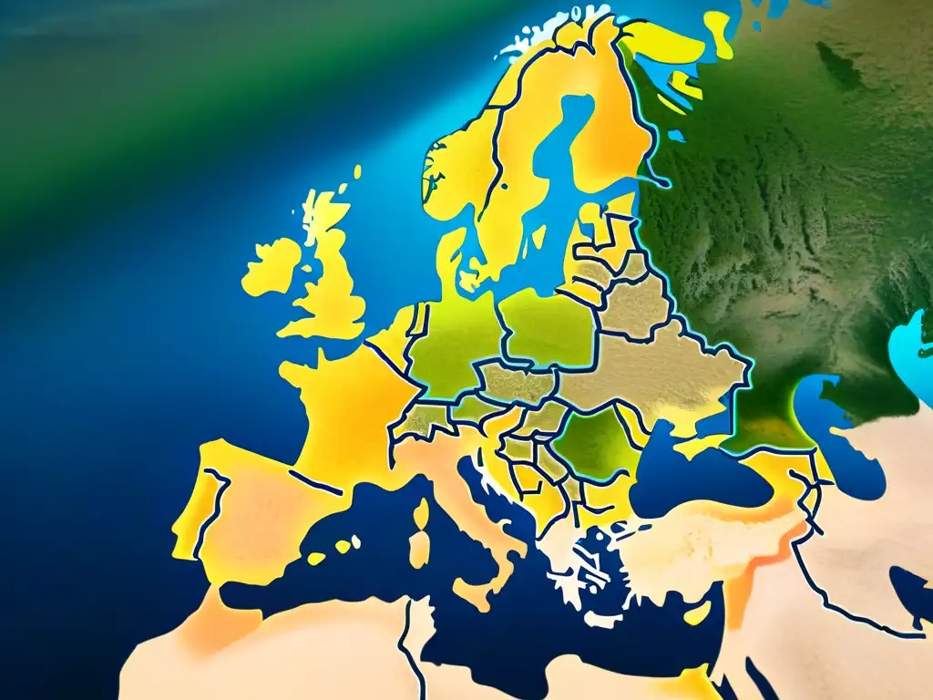 Mapa detallado de Europa con rutas de migración celta y símbolos antiguos