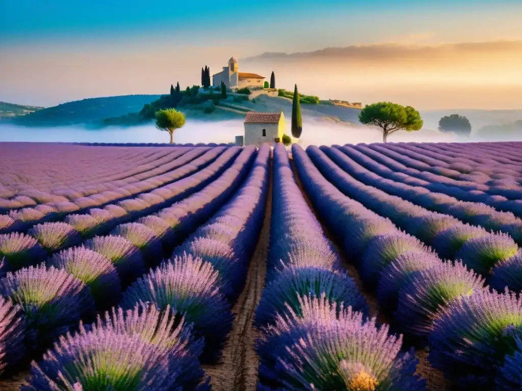 Un mar de lavanda morada en Provence, Francia