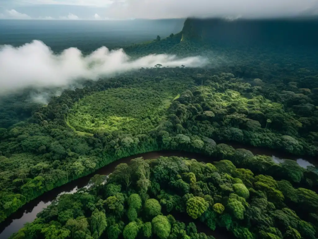 Misterios de civilizaciones antiguas en la exuberante Amazonía, ruinas ocultas entre la densa vegetación