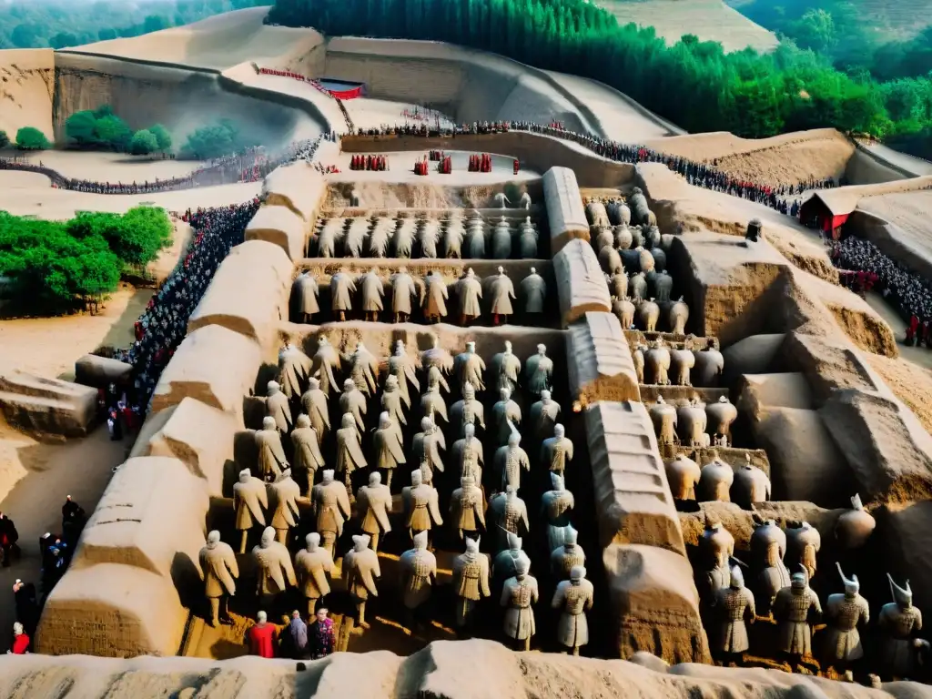 Descubre los misterios de los Guerreros de Terracota en China, con arqueólogos trabajando en la excavación