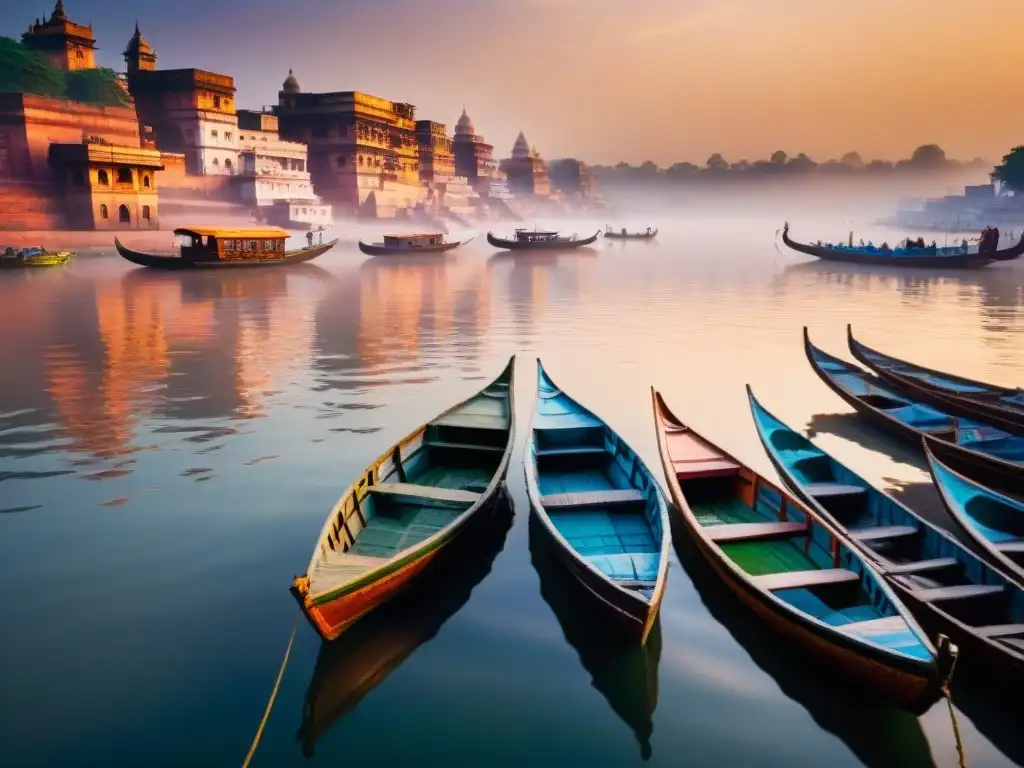 Misterios de Varanasi y rituales: amanecer tranquilo en el Ganges