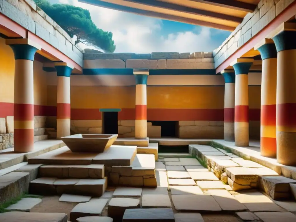 Explora las misteriosas ruinas de Knossos, con frescos y laberintos, evocando el Mito del Minotauro en Creta