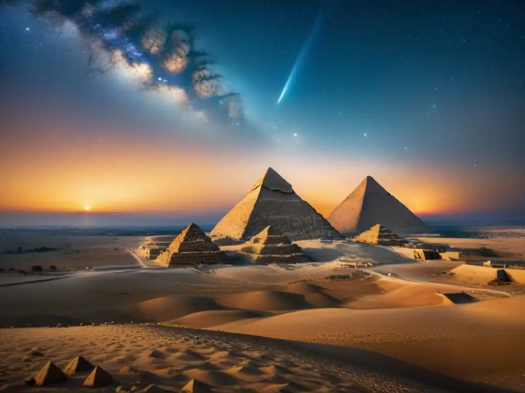 Misterioso alineamiento entre las Pirámides de Giza y las estrellas, iluminadas por la luz de la luna