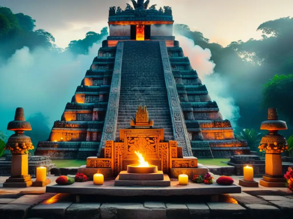 Misterioso altar de piedra con ofrendas y sacrificios en civilizaciones antiguas mayas