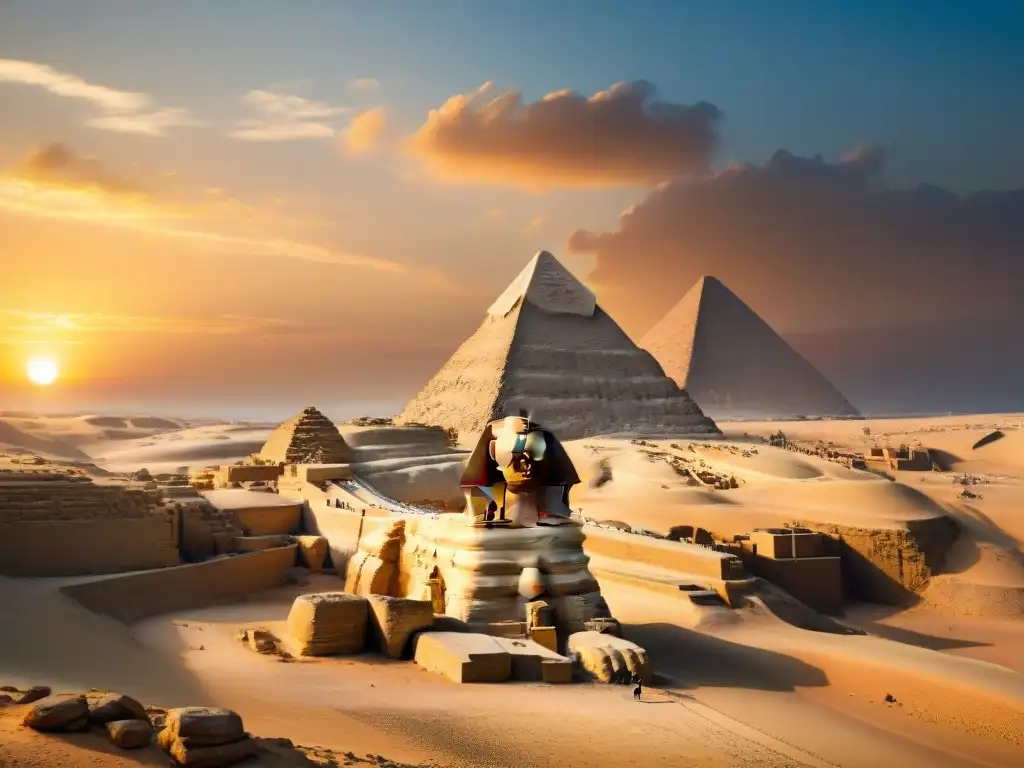 El misterioso y majestuoso Gran Esfinge de Giza al atardecer, símbolo de la civilización antigua en Egipto