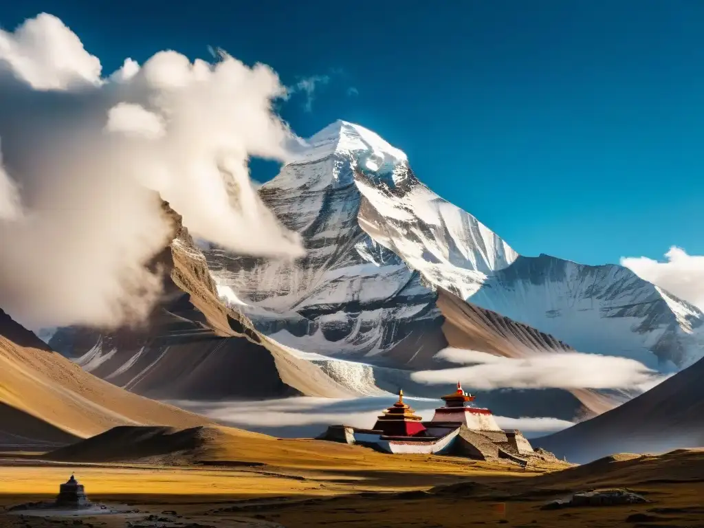 Misterioso Monte Kailash en el Tíbet, capturando su esencia espiritual y majestuosidad