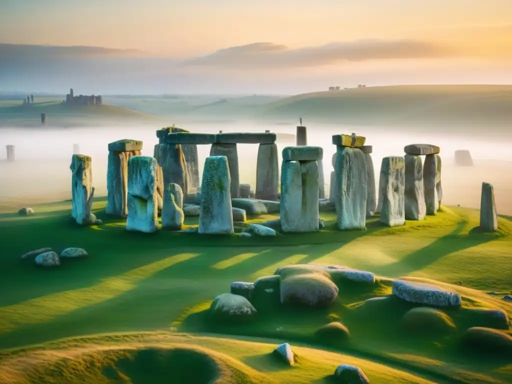 Misterioso Stonehenge en el solsticio de verano, con visitantes bajo el cielo estrellado