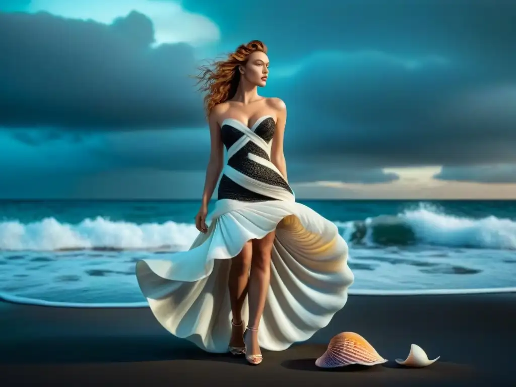 Una Venus en la fotografía de moda: un elegante homenaje a la belleza clásica con un toque moderno en blanco y negro