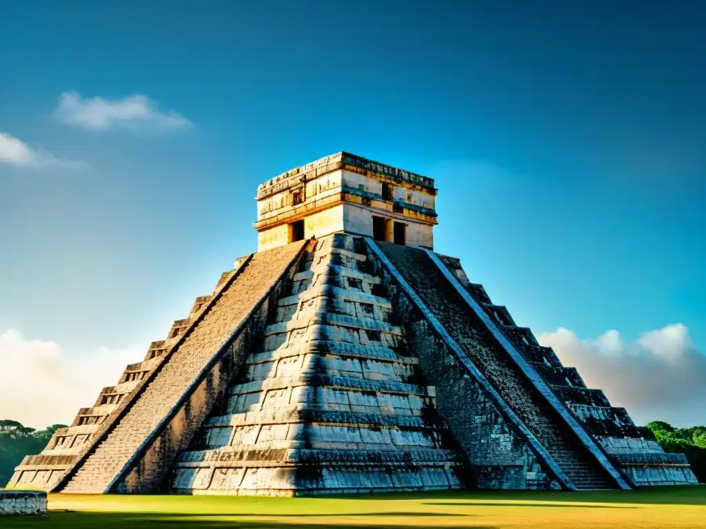 Interpretación moderna del calendario maya en Chichen Itza, fusionando astronomía y arquitectura maya