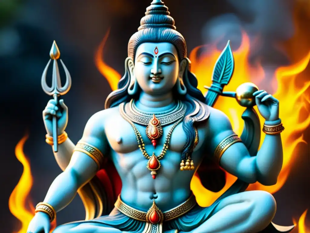 Inspiración Hindú Escultura Moderna Shiva: Detalle de escultura de mármol de Shiva realizando la danza cósmica