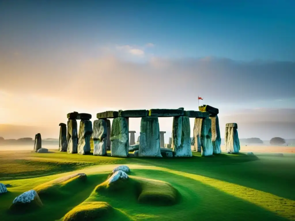 Monumento antiguo Stonehenge en la campiña inglesa, mostrando su misteriosa arquitectura y origen construcción Stonehenge civilización