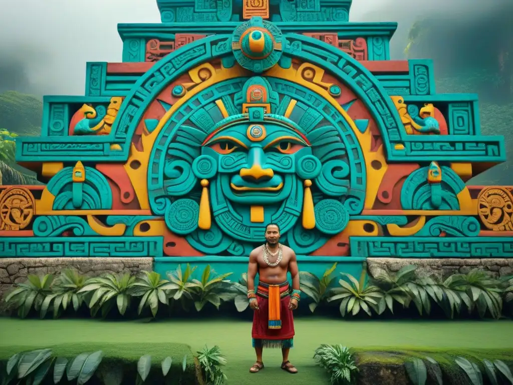 Murales vibrantes ilustran la Creación según mayas Popol Vuh en una pared de piedra, revelando sabiduría ancestral y riqueza cultural