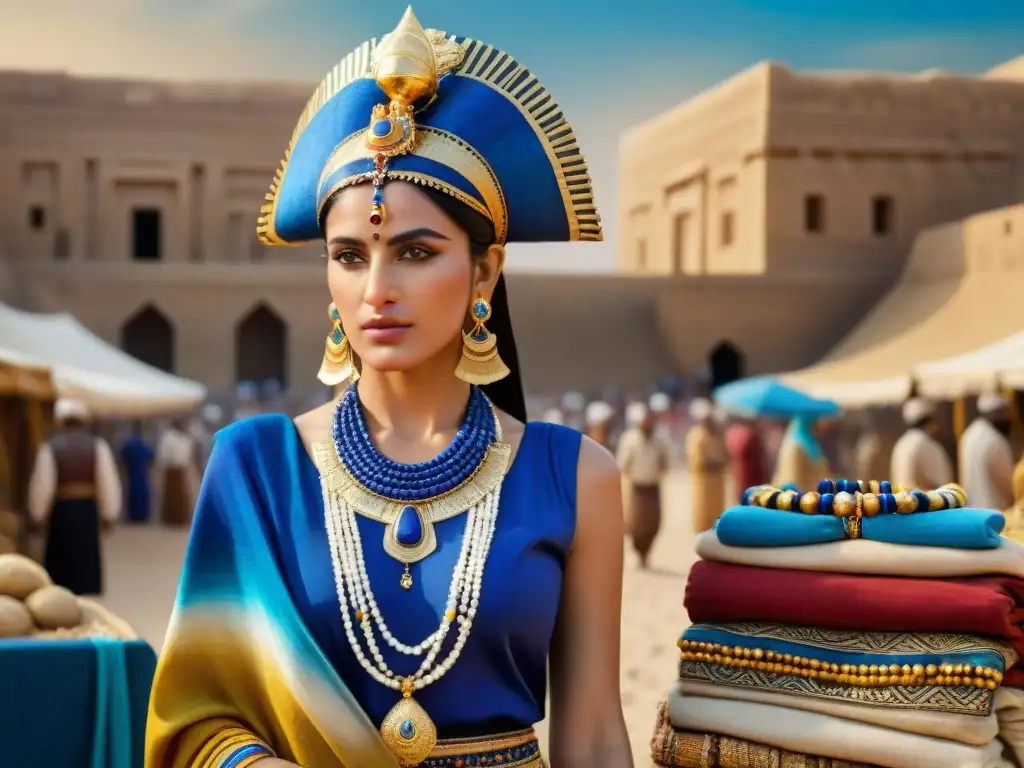 Una noble mesopotámica destaca con su vestimenta y joyería culturas mesopotámicas en un escenario de opulencia y riqueza cultural