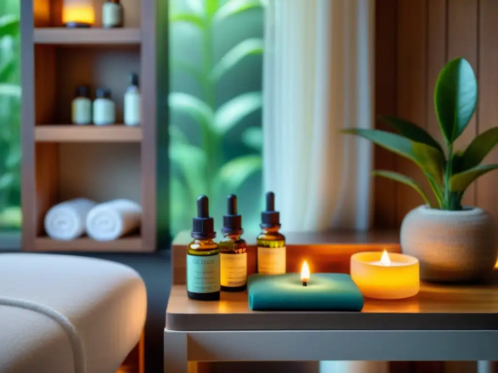 Un oasis de relajación y bienestar en una habitación de spa, con aromaterapia para bienestar integral