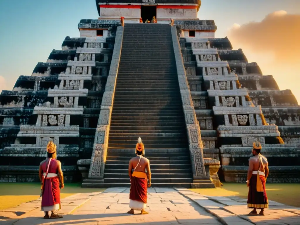 Ofrendas al amanecer en templo maya con interpretación rituales ofrenda dioses