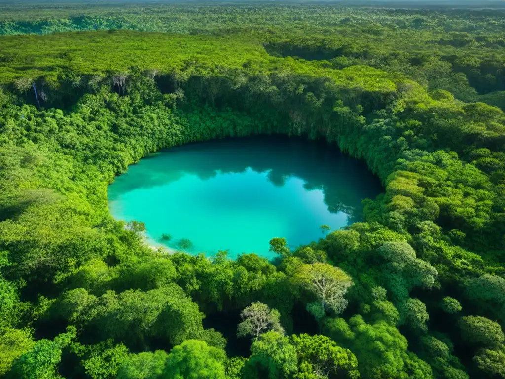 Un paisaje místico en la Península de Yucatán con cenotes mayas, revelando el significado espiritual de estos sitios