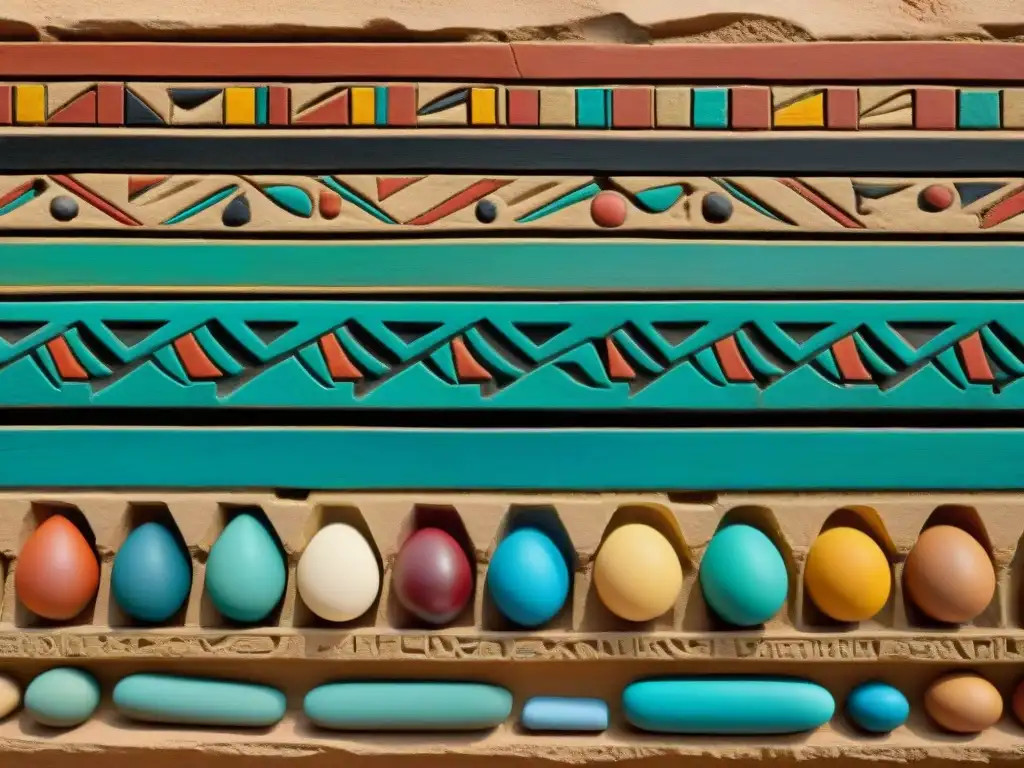 Paleta de colores inspirada en Egipto, con intrincadas jeroglíficos y vivos colores que resisten el paso del tiempo