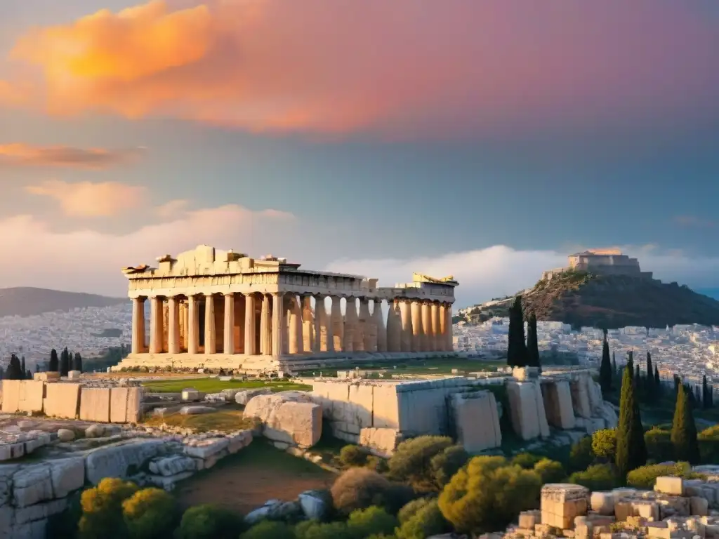 El Parthenon en la Acrópolis de Atenas brilla bajo el sol poniente, revelando su significado oculto en medio de la historia y la modernidad