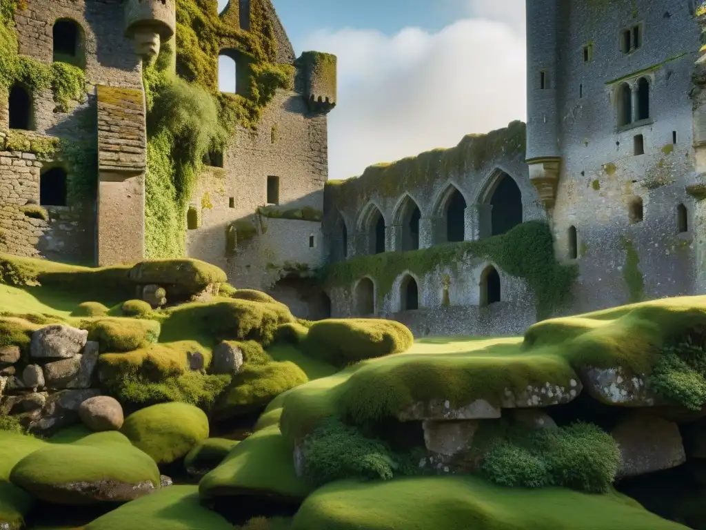 Piedras de Blarney: historia y belleza en piedras antiguas cubiertas de musgo en el Castillo de Blarney al amanecer