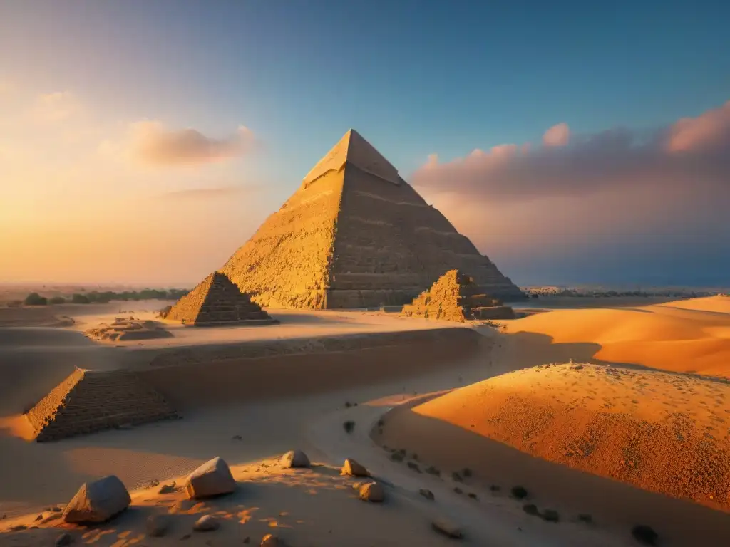 Las Pirámides de Giza cobran vida con tecnología 3D al atardecer, revelando sus secretos en detalle