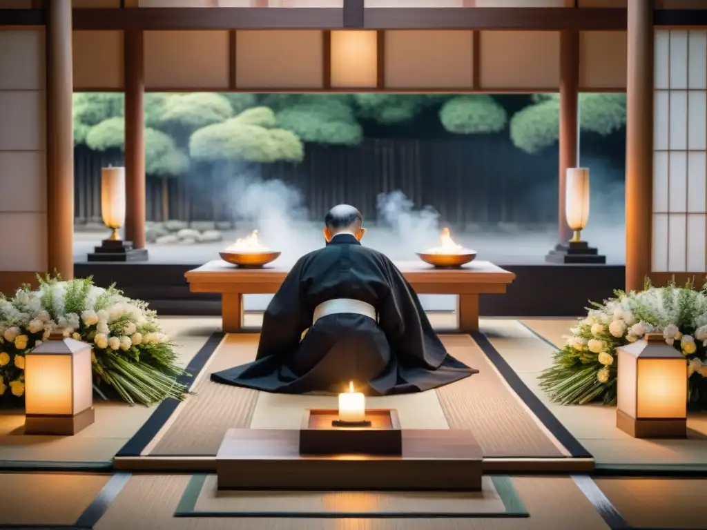 Profunda reverencia en un ritual funerario japonés