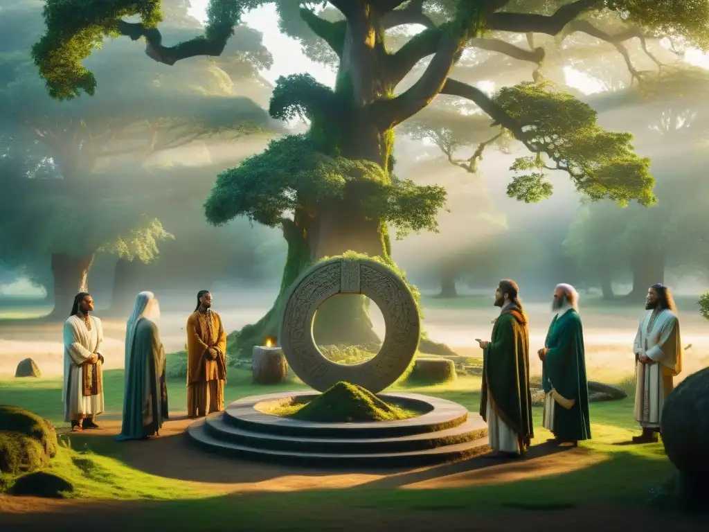 Renacimiento druídico: sabiduría ancestral moderna en ritual al amanecer