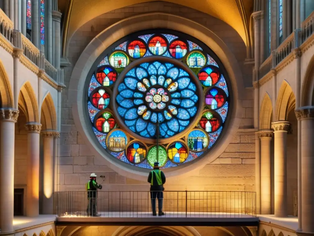 Restauración de la Catedral Notre Dame: Artesanos restaurando la icónica Rosetón con dedicación, esperanza y resiliencia
