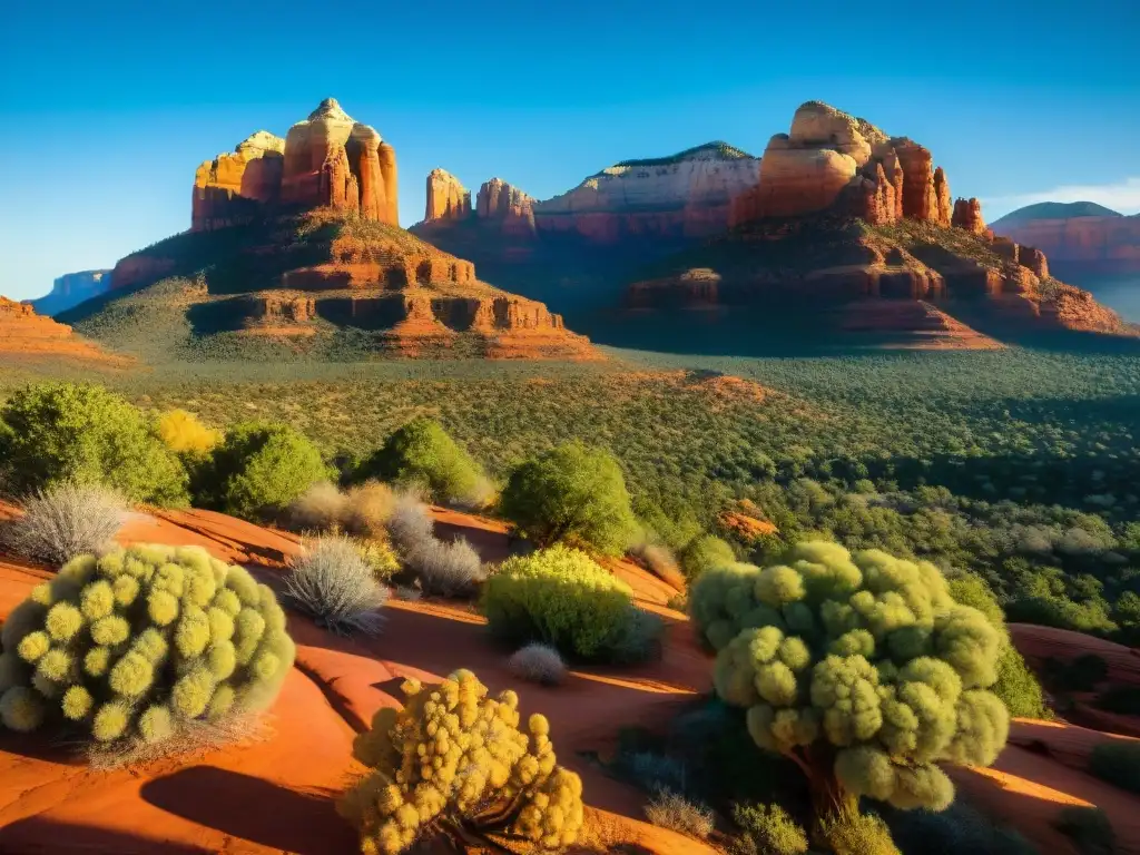 Retiros espirituales en Sedona: la majestuosidad de las formaciones rocosas rojas, con sus capas e intensos colores bajo la luz del sol