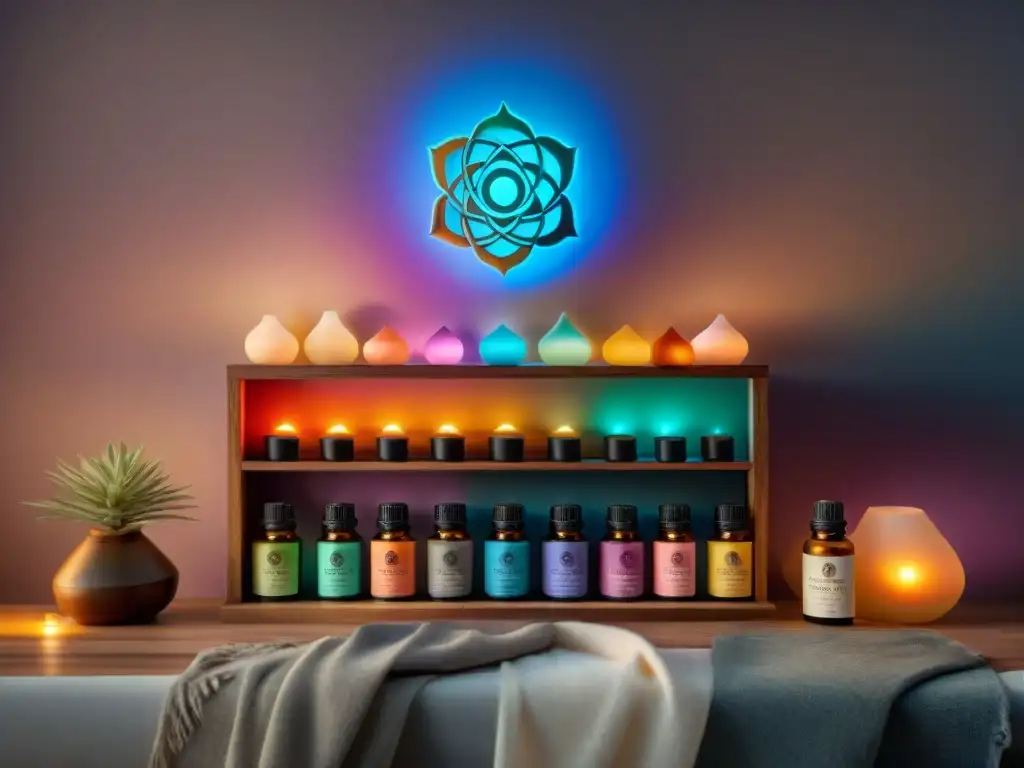 Un rincón acogedor con aceites esenciales para protección energética espiritual