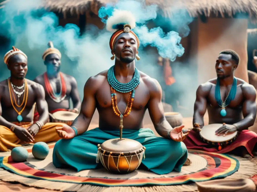 Ritual de sanación africano con música curativa en civilizaciones antiguas