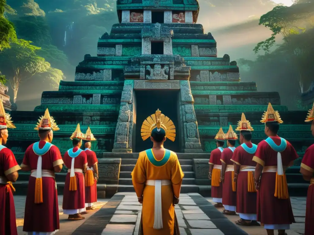 Rituales de iniciación en civilizaciones antiguas: Mayas guían a jóvenes hacia templo oculto al atardecer